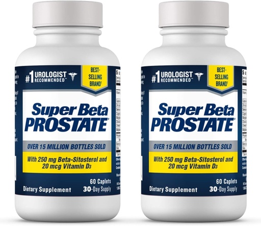 [BRSWGZQPO4CQMHLJ] SUPER BETA PROSTATE Support Supplement for Men's Health - Reduce Bathroom Trips, Promote Sleep, Better Bladder Emptying & Healthy Prostate, Beta Sitosterol - 60 Count (Pack of 2)