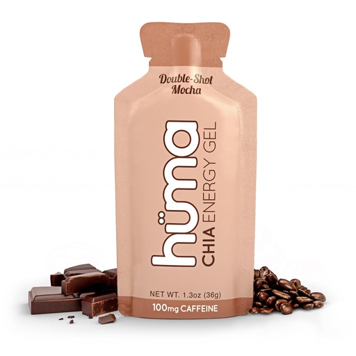 [BRSWIHA2AAHBUGAV] Huma Chia Energy Gel, Doubleshot Mocha, 12 Gels, 100mg Caffeine | Real Food, Stomach Friendly Energy Gels