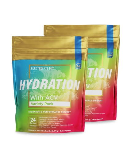 [BRSROYICPMHBUFDL] Essential Elements® Hydration Packets - Variety Pack - Electrolytes Powder No Sugar - Electrolyte Drink Mix - Superior Hydration with ACV & Vitamin C - 48 Stick Packs