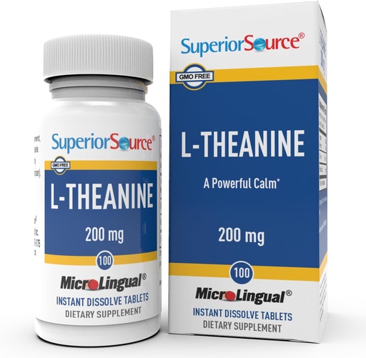 [BRSWGYYKB4MBSFDJ] Source supérieure L-Theanine 200 mg - Supplément de soutien à la santé du cerveau pour les adultes - La formule de supplément aide à mieux dormir et à améliorer l'énergie quotidienne - soutient la concentration naturellement - 100 comprimés dissous instantanément
