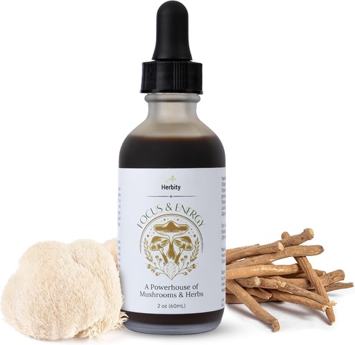 [BRSRA2Y3OJYR62DU] Focus & Energy Natural Mushroom Tincture - Adaptogenic Mushroom Drops & Organic Unique Custom Blend - Supplement for Immune Boost, Balance, Calm, Cognitive Support, and Stress (2oz)