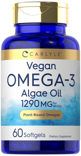 [BRSW2CQ6CF5AAYDJ] Carlyle Vegan Omega 3 Supplement | 1290 mg | 60 Softgels | Plant Based | Non-GMO & Gluten Free | from Algae Oil