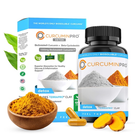 [BRSW2BQ7BEHGEEL6] curcuminpro Detox Capsules | Organic Turmeric Supplement with BioSoluble BCD & Natural Bentonite Clay | High Absorption Vegan Curcumin Blend for Gut and Heart Wellness | 60 Count