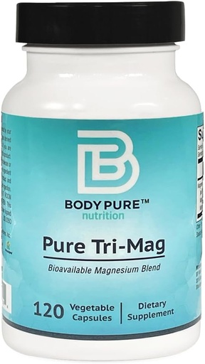 [BRSROHYPBYNG2H3X] Pure Tri-Mag -Three Forms of Highly Absorbed Magnesium for a Variety of Nutritional Protocols. الإغاثة من الإجهاد، والنوم، والصحة القلبية، والمقصات، ودعم الإدمان 120 رأساً