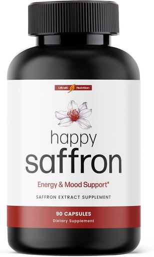 [BRSRAZALCQCBS3A2] Ultra6 Nutrition Happy Saffron Supplements - 100% Pure Saffron Extract Supplement for Eye Health Support - Mood Enhancer for Women & Men (90 Servings)