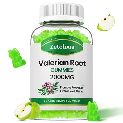 [BRSROCAHOUAREGTH] Organic Valerian Root Gummies, Herbal Supplement for Relaxation & Mood Support, Sleep Gummies Without Melatonin for Adults, Vegan, Non-GMO, Apple Flavor, 60 Count