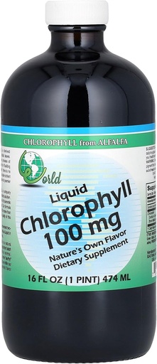 [BRSWIYTYO4GWY2Q3] World Organics Chlorophyll Supplement Liquids, 100 mg, 16 Ounce, 16 Fl Oz (Pack of 1)