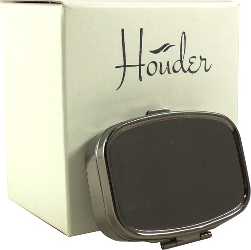 [BRSWGYYTBMCBE3TL] Houder Classy Gray Metal Pill Box Decorative Pill Case with Gift Box - Carry Your Meds in Style (Rectangular)