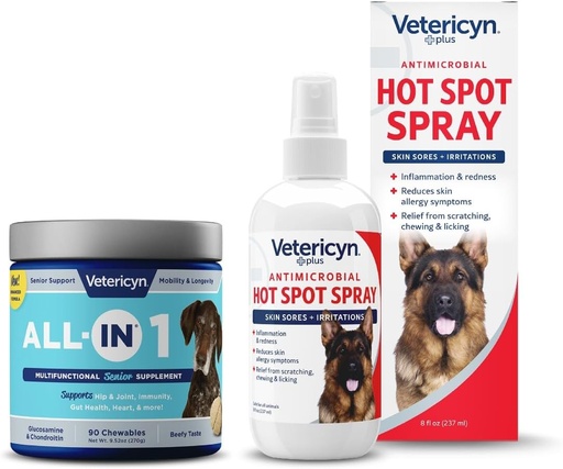 [BRSRMBQNDNYQYDLP] Vetericyn All-in 1 Multifunctional Senior Dog Supplement with Glucosamine and Vetericyn Plus Hot Spot Spray