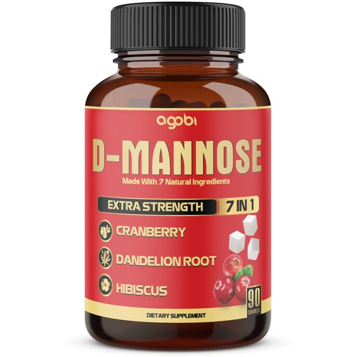 [BRSWYH37A4FQEFL6] agobi D-Mannose Capsules - 7 Herbs with Cranberry, Dandelion, Hibiscus and More - Support Flush Impurities and Urinary Tract Health - 90 Vegan Capsules 3-Month Supply