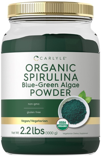 [BRSWYBTYC55WCCTX] Carlyle Organic Spirulina Powder 2.2 lbs | Blue Green Algae | 8g Spirulina per Serving | Vegan, Non-GMO, Gluten Free Supplement
