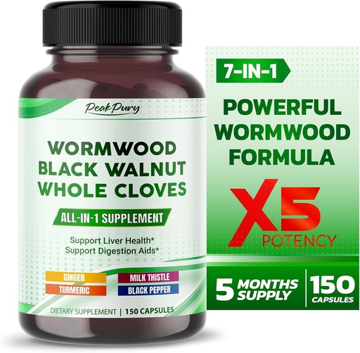 [BRSRAHDYBUBRUFL7] All-in-1 Wormwood Black Walnut Whole Cloves Gember - Ondersteunt lever Gezondheid &amp; Aids Digestie - Made in The USA -150 Capsules