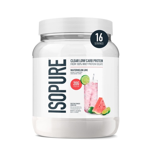 [BRSRMAAEPMFAA3LD] Isopure Clear Whey Isolate Protein Powder, Lactose Free, Gluten Free, Naturally Flavored, Watermelon Lime, 20g Protein Per Serving, 14.1 Oz, 16 Servings (Packaging May Vary)