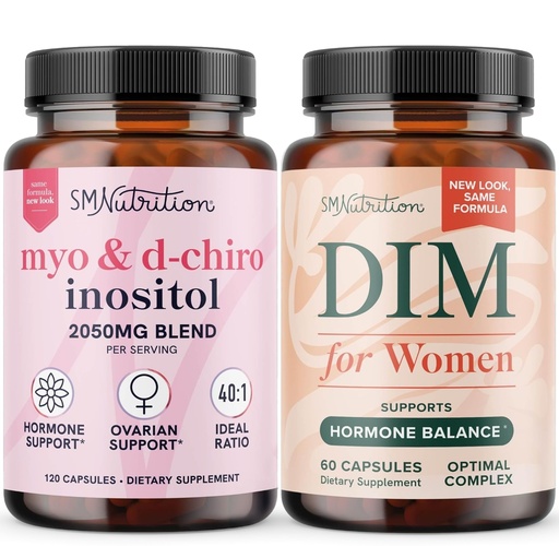 [BRSRAZYNBYGQ4ETD] SMNutrition Women's DIM Supplement & Myo-Inositol & D-Chiro Inositol | Hormone Balance Bundle with 40:1 Ratio (30 Servings) and 250mg DIM Supplement for Women Complex (60 Servings)