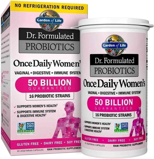 [BRSRA2Y2CIARGAA2] 30 Capsules Once Daily Dr. Formulated Probiotics for Women 50 Billion CFU 16 Probiotic Strains with Organic Prebiotics for Digestive, Vaginal & Immune Health, Dairy Free. 1 Pack