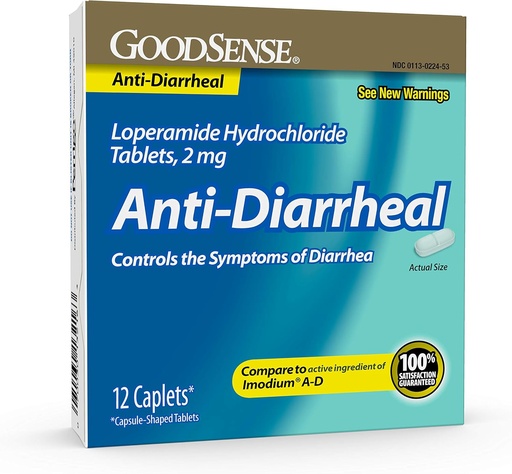 [BRSWI2QQOYOGYHL2] GoodSense Loperamide Hydrochloride Tablets, 2 mg, Anti-Diarrheal, 12 Count