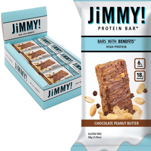 [BRSWGGIKO4JQ2YDP] JiMMYBAR! Chocolate Peanut Butter Protein Bars 18g Protein Bar, 6g Low Sugar - 12 Count - 58g Health Bars - Functional Snack with Real Peanuts & Hand-Drizzled Chocolate