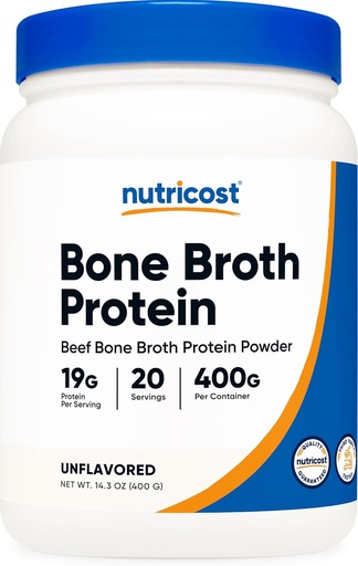[BRSRAGQQCMHWMGTJ] Nutricost Beef Bone Broth Protein Powder Unflavored (20 порций) - без глютена, без ГМО