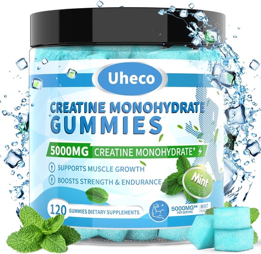 [BRSRAGL4BEOWEHLF] Mint Flavor Creatine Monohydrate Gummies 5000mg for Men & Women,Contains L-Taurine + Vitamin B12, Betaine, L-Citrulline for Muscle Strength, Improve Exercise Endurance -115 Count