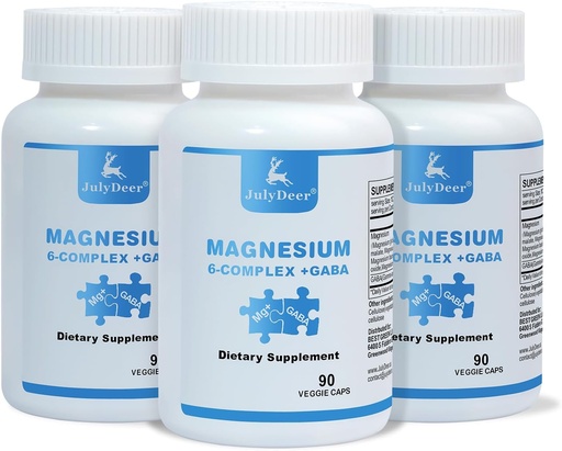 [BRSRAZIKAFYQ2C3F] 3 Bottles Sixfold Magnesium Complex | 350mg of Magnesium Glycinate, Malate, Citrate, Taurine, Oxide, L-threonate for Muscles,Nerves,& Energy, GABA Sleep Support | High Absorption | Vegan | 90 Capsules