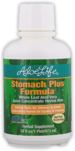 [BRSWIYT3PMDAOFI7] Aloe Life - Stomach Plus Formula, Uşaqlar, Yetişkinler və Başlar üçün Fast-Acting Tonic, Dövlət Digestion və Soothe Gas, Bloating və Nausea, Aloe Vera Focus, Gluten-Free (16 oz) Yardım