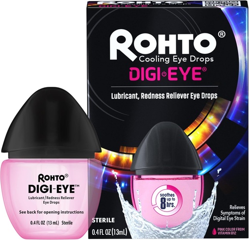 [BRSWGGD3DEFWKCI6] Rohto Digi-Eye Digital Eye Strain Eye Drops, Cooling Eye Strain Relief From Digital Eye Strain Symptoms, Long-Lasting, Soothing Eye Relief, Eye Drops for Red, Tired Eyes 0.4 fl oz Bottle (Pack of 2)