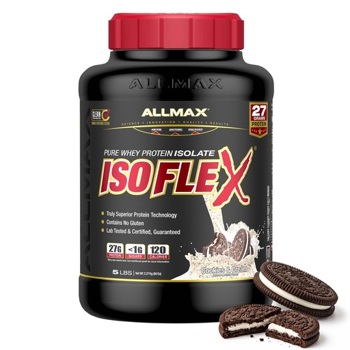 [BRSWGY37PIOQOAI6] ALLMAX ISOFLEX Pure Whey Isolate Protein Powder - Gluten Free, Low Lactose, Sugar-Free - High-Protein, Clean, Keto-Friendly for Pre Post Workout Supplement for Women and Men | Cookies & Cream, 5lb