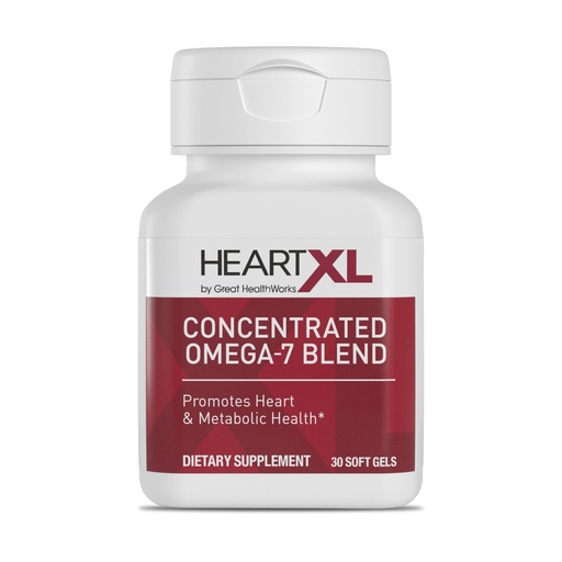 [BRSWKF35AIPBA2L4] HeartXL Omega-7 Blend Cardiovascular Health Support - Promotes Healthy Metabolism - Gluten-Free Heart Health Supplement - 30 Soft Gels