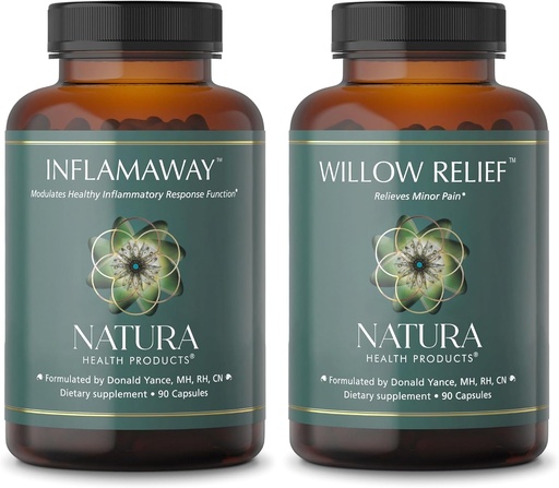 [BRSRAAILPMPGOCQZ] Natura Health Products InflamAway and Willow Relief Supplement Bundle - Modulate a Healthy Inflammatory Response - Enhances Muscle Relaxation