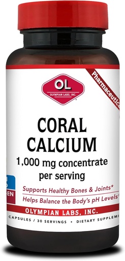 [BRSWIYQ4DEJRS33O] Olympian Labs Coral Calcium 1000mg Concentrate Capsules, Supporting Healthy Bones and pH Balance - 90 Capsules
