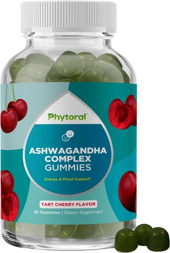 [BRSRMEIOB56W23L6] 남성과 여성을위한 Calming Ashwagandha Gummies - 30 : 1 아연과 비타민 D가있는 루트 추출물 - 에너지 및 계류 지원을위한 성인을위한 맛있는 Adaptogen 스트레스 구미 (90 서빙)