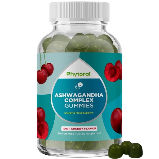 [BRSRMEIOB56W23L6] Phytoral Calming Ashwagandha Gummies for Men and Women - Root Extract with Zinc and Vitamin D - Tasty Adaptogen Stress Gummies for Adults for Energy & Mood Support - 90 Count