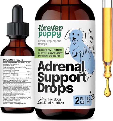 [BRSRAYAEOYMBGGTA] Forever Puppy Adrenal Support Drops for Dogs - Pure Ashwagandha & Ginseng Root Tincture for Adrenal Health & Energy Support - Calming Care Liquid Supplement for Dogs of All Breeds & Sizes - 2 oz