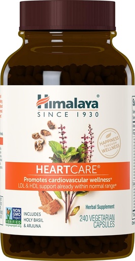 [BRSWIYQBPN6QEA3M] Himalaya HeartCare, Cholesterol & кръвно налягане добавки за сърдечно-съдова уелнес и сърдечно-съдови здраве, 720mg, 240 капсули, 2 месеца доставка
