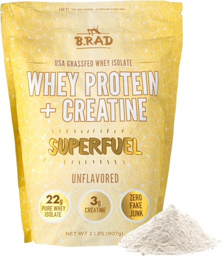 [BRSRA2YQCV6QICYU] B.rad Superfuel - Žolės Fed Išrūgų baltymas Izoliuotas su kreatino 124; Farm-šviežia, Easy- to-Digest, Clean Ingredients