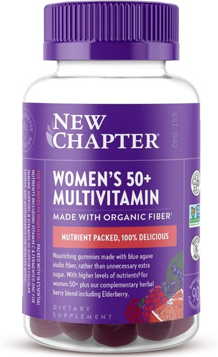 [BRSRMFTQOZ7QI3LG] New Chapter Women’s 50+ Multivitamin Gummies – 52% Less Sugar, Women’s Healthy Aging Gummy Vitamins with Vitamin C, B Vitamins & Zinc, Non-GMO, Gluten Free, Berry Citrus Flavored, 90 ct