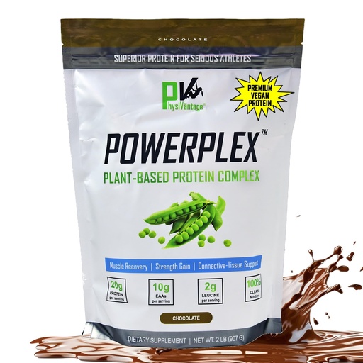[BRSRMEALCJYRAALP] PhysiVantage POWERPLEX Vegan Protein Powder, Collagen Alternative - Organic Plant-Based Pea & Rice Protein, Dairy-Free, Non-GMO, Supports Muscle & Joint Recovery, Monk Fruit Sweetened 2 lb (Chocolate)