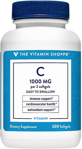 [BRSWIEINDN6RMDTY] Vitamin Shoppe Vitamin C 1.000MG, snadno polykat, Antioxidant, který podporuje imunitní a kardiovaskulární zdraví (300 Softgels)