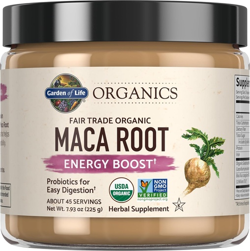 [BRSWGFL6BUJWGCT2] Life Organics Fair Ticarət Gelatinized Peruvian Maca Root Energy Boost 7.93 oz (225g) Probiyotiks ilə Toz, Sertifikatlaşdırılmış, Qeyri-GMO, Vegan və Gluten Pulsuz Herbal Təhsillər