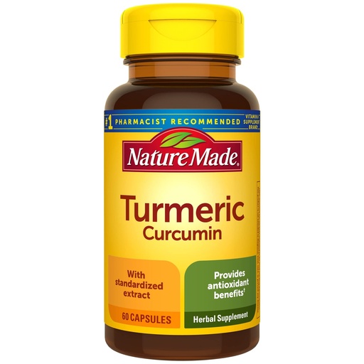 [BRSWIZI3AB7G2DTK] Nature Made Turmeric Curcumin 500 mg, Herbal Supplement for Antioxidant Support, 60 Capsules, 60 Day Supply