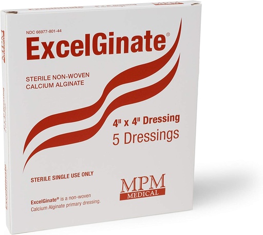 [BRSWIGQOCMCWKF3A] Calcium Alginate Dressing, 4"x4" [Box of 5] Sterile, MPM Medical