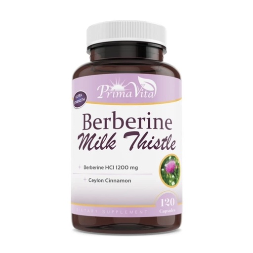 [BRSRMBAHCEFB6FDD] Berberine HCL 1200mg with Milk Thistle and Ceylon Cinnamon, Ampk Metabolic Activator, Healthy Immune System and Gastrointestinal Wellness, 40 Servings, 120 Veggie Capsules