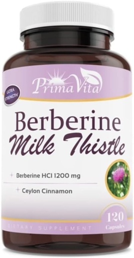 [BRSRMBAHCEFB6FDD] Berberino HCL 1200mg su pieno Thistle ir Ceilonas Cinnamon, Ampk Medžiagų apykaitos aktyvatorius, sveika imuninė sistema ir virškinimo trakto sveikatingumas, 40 Servisas, 120 Veggie kapsulių