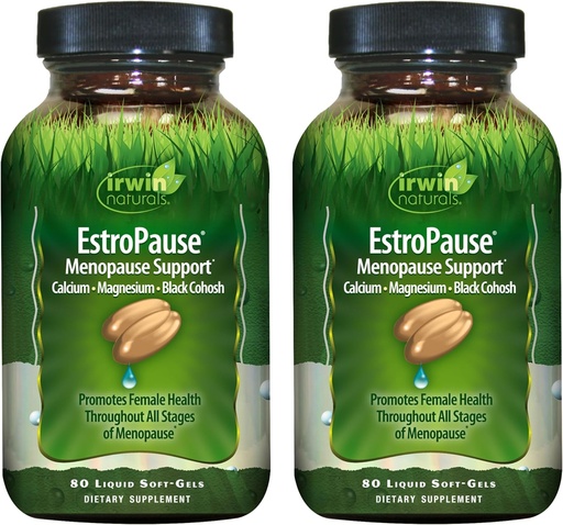 [BRSWYHAYOV5AMF3J] Irwin Naturals EstroPause Menopause & Women’s Health Support – 80 Liquid Soft-Gels – Gentle Hormonal Balance Formel - 2 Pack