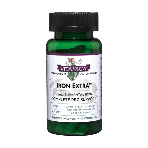 [BRSWIYQPB5YBEYDK] Vitanica Iron Extra, Iron Supplement Enhanced Absorption with Vitamin C 500mg, Methylfolate 400mcg, B12 Vitamin 500mcg, Calcium, Yellow Dock, Dandelion Root & Nettle Leaf Extract, Vegan, 60 Capsules