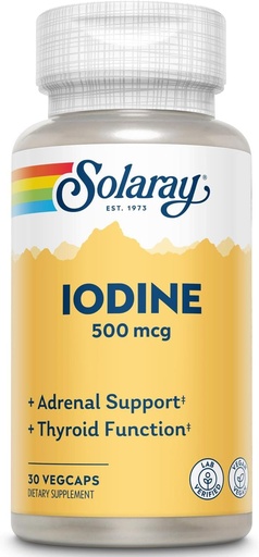 [BRSROZINC4BAYC3F] Solaray Iodine 500 mcg | May Help Support Healthy Thyroid Function, Metabolism, Focus and Energy | Non-GMO, Vegan | 30 VegCaps | Pack of 2