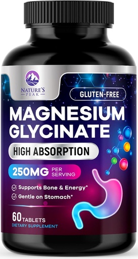 [BRSROEILCEMWAAY3] Magnesium Glycinate Chelated for Max Absorption - Supports Bone, Muscle, Nerves & Heart Health, Nature's Sleep and Stress Support, Best Magnesium Supplement Pills for Whole Body Support - 60 Tablets