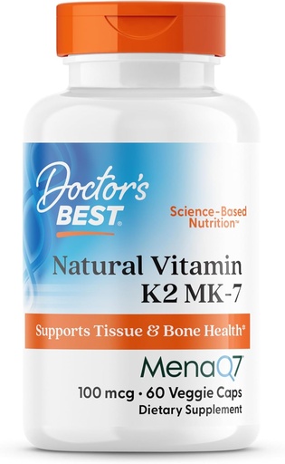 [BRSWIHL5AEMB2CD4] Doctor's Best Natural Vitamin K2 Mk-7 with MenaQ7, 100mcg Vitamin K2 Supplement Supports Bone Health, Non-GMO, 60 Veggie Capsules