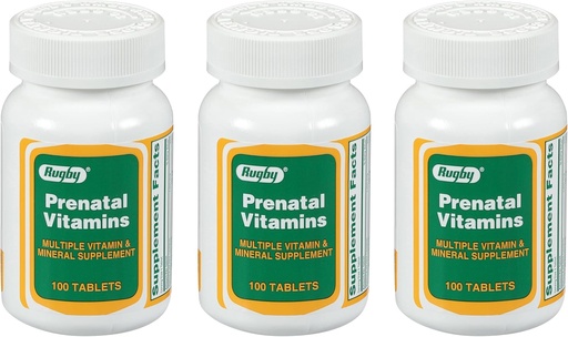 [BRSWKZQNDMFWGFLG] Rugby Prenatal Vitaminai - Dauginis vitaminas ir mineralinės medžiagos - 100 tablečių (3 pakuotės)