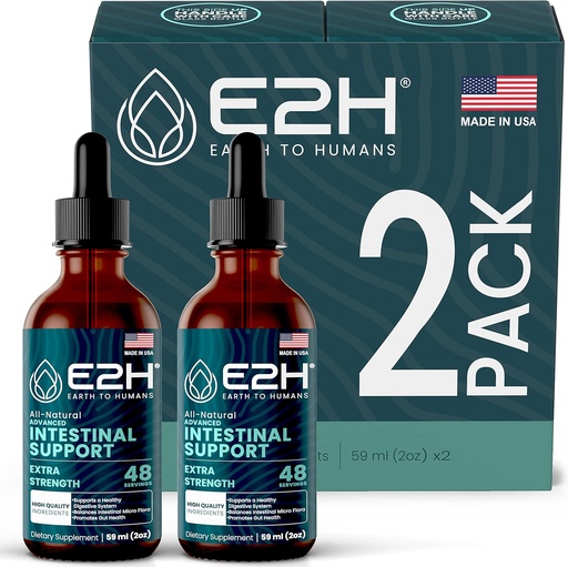 [BRSRMYAYPIARA3TO] E2H Advanced Intestinal Support - Promotes Gut Health and Digestive System - Wormwood and Black Walnut Extract - Non-GMO, Vegan - (2 Bottles)
